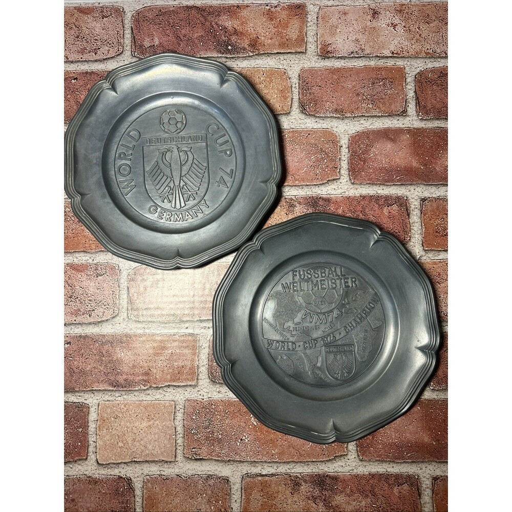 2 - Germany 1974 World Cup Champion Souvenir Pewter Plates
